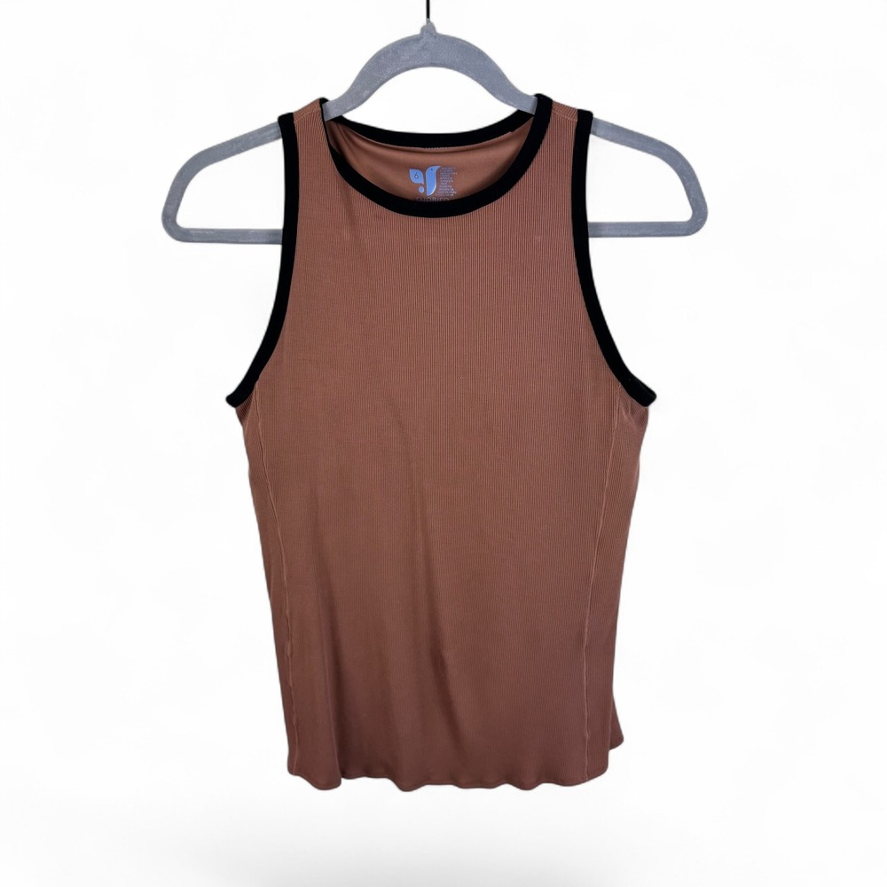 Shebird Fly Free Ribbed Tank Top with Built-in Bra Terracotta Brown Size 6